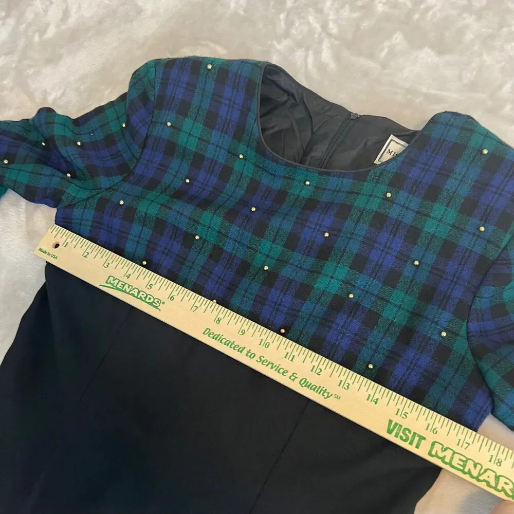 VTG Dark Academia Dress Womens‎ 7/8 Tartan Plaid Schoolgirl Grunge Prep Minimal